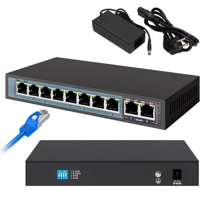 Extralink Perses 10-portos PoE kapcsoló monitorozáshoz