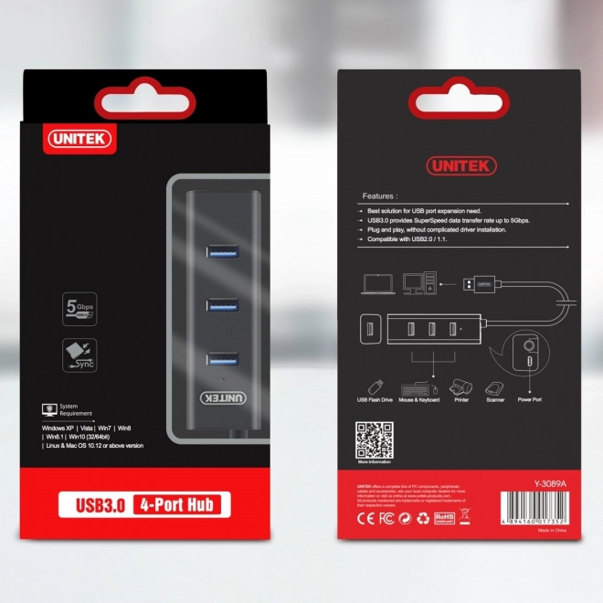 Unitek 4 portos USB 3.0 hub