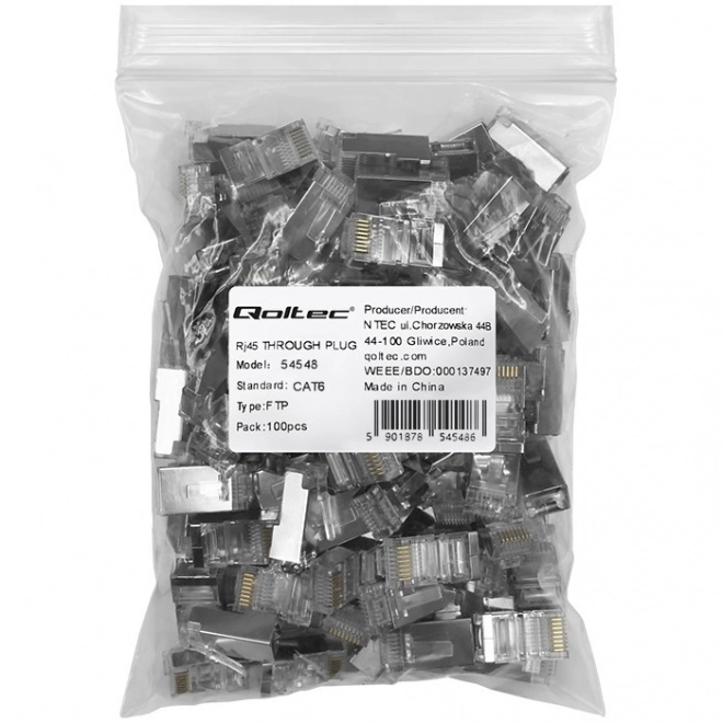 Rj45 áthúzó csatlakozó CAT6 FTP aranyozott csatlakozók