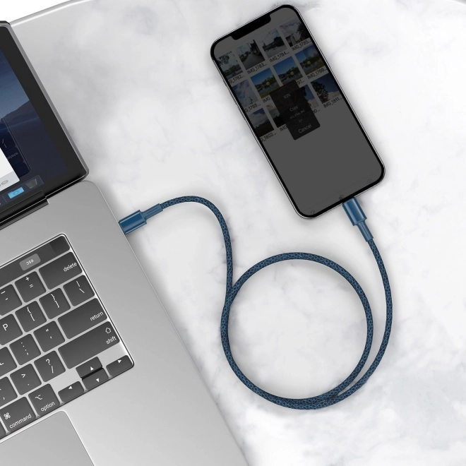 Baseus gyors töltésre alkalmas fonott USB-C Lightning kábel, 20W, 2m, kék