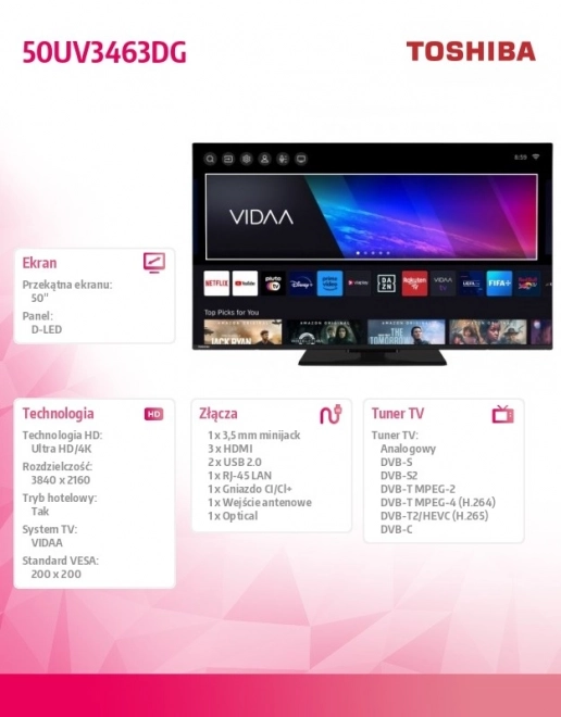 50 hüvelykes LED televízió