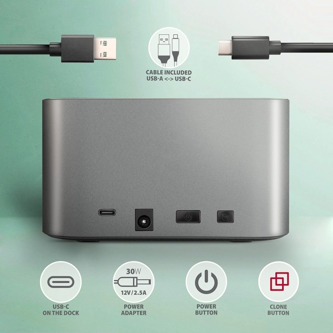 Usb 3.2 Gen 1 dokkoló állomás - 2x Sata 6G 2.5/3.5 SSD/HDD