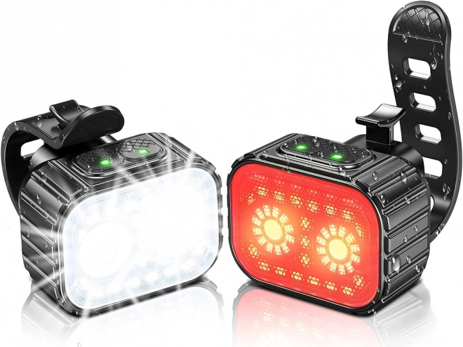 LED kerékpárlámpa elülső és hátsó készlet, USB újratölthető
