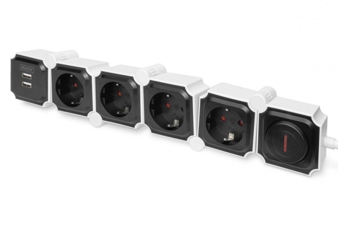 Rugalmas irodai áramelosztó 4 aljzattal és 2 USB porttal