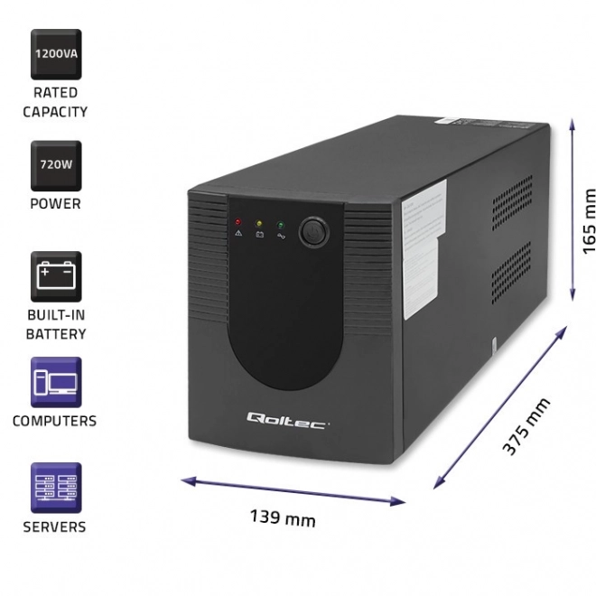 Qoltec szünetmentes tápegység UPS 1200VA 720W