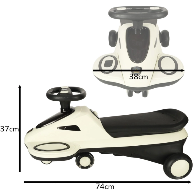 Gravitációs roller LED kerekekkel és zenével, bézs-fekete, max 100kg – Fehér