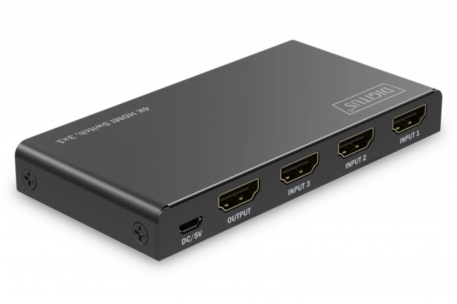 Digitus HDMI 4K videó váltó 3x1 60Hz távvezérlővel, fekete