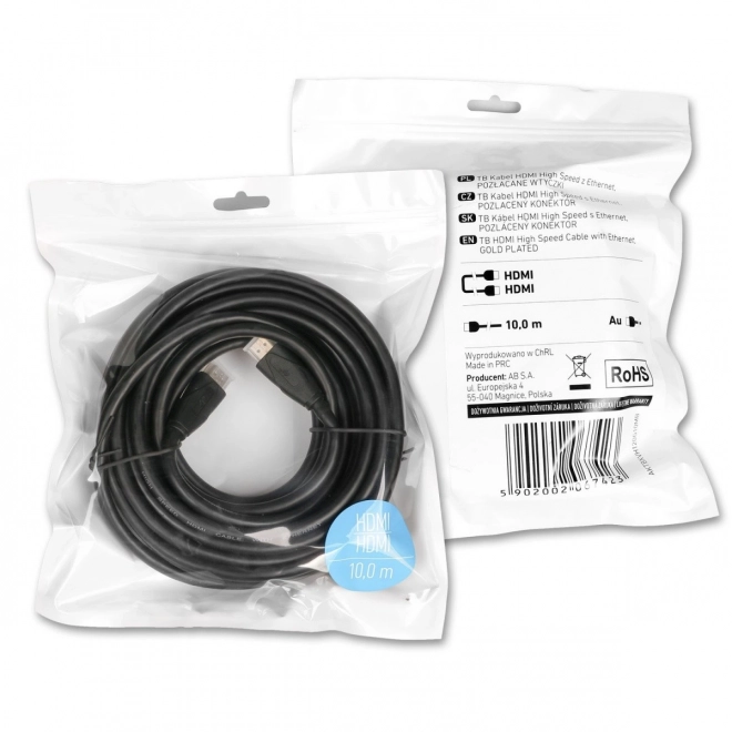 Aranyozott HDMI kábel 10m