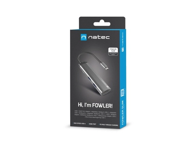 Natec fowler slim többportos dokkoló USB-C PD, 2x USB 3.0, HDMI 4K