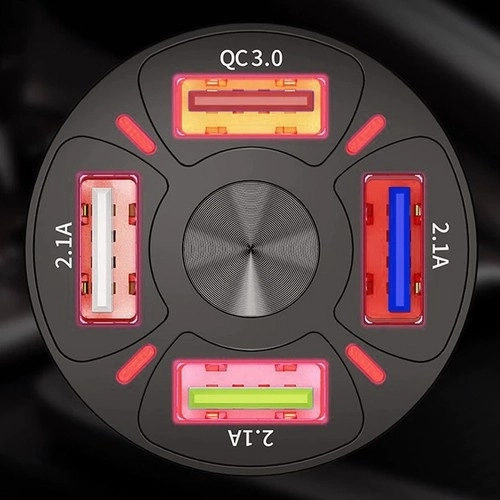 Autós USB töltő 4 porttal és kábellel