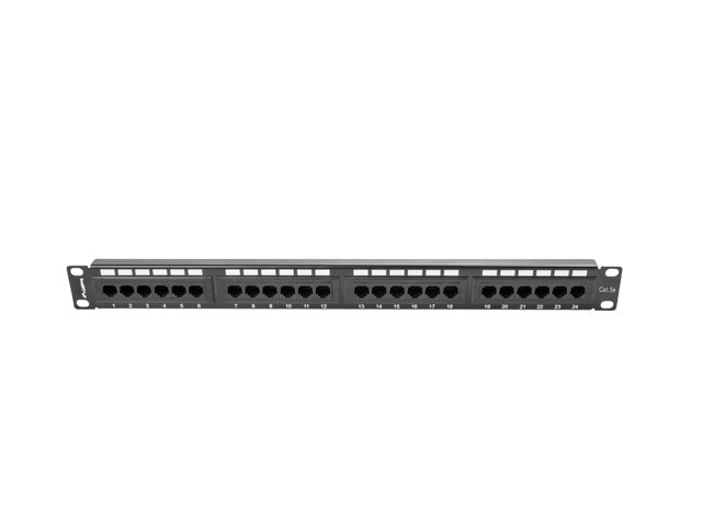 24 portos fekete patch panel 1U