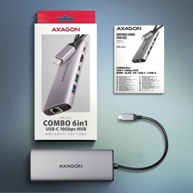 Axagon sokportos USB-C HDMI hub