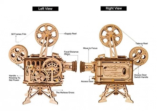 Rokr 3D fa puzzle mechanikus film vetítő 183 darab