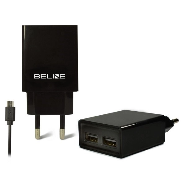 Dupla USB és microUSB töltő fekete