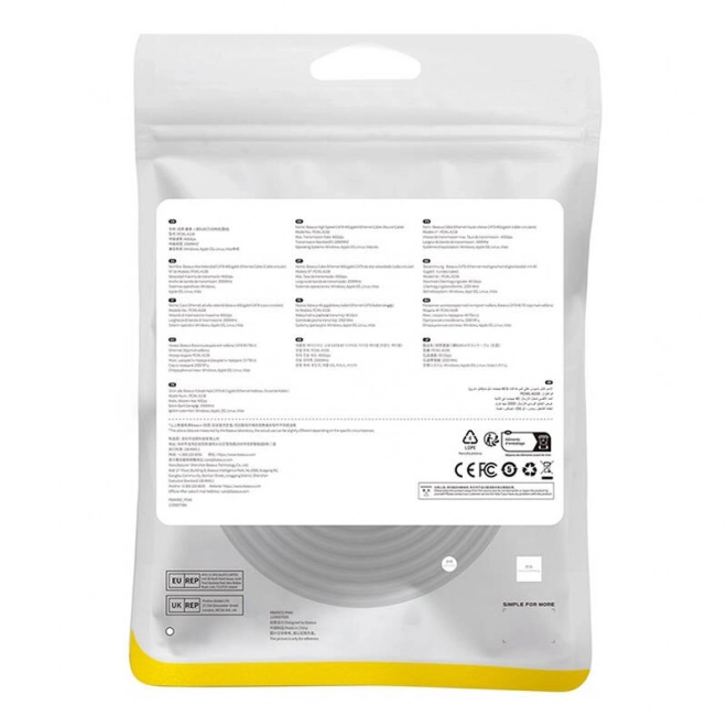 Baseus Ethernet kábel RJ45 cat.8 40 Gb/s 8m fekete