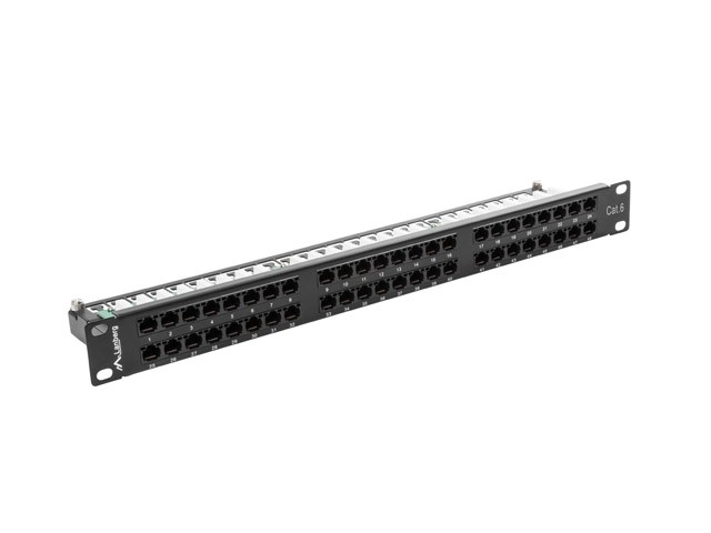 Patch panel 48 port 1U fekete