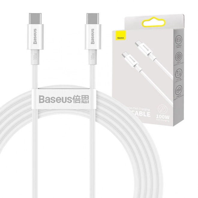 baseus superior series gyors töltő kábel usb-c - usb-c, 2m, fehér