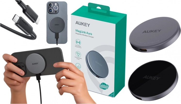 AUKEY MagFusion 15W Qi2 mágneses vezeték nélküli töltő (fekete)