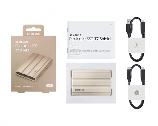T7 Shield SSD 2TB USB 3.2 hordozható adattároló, bézs