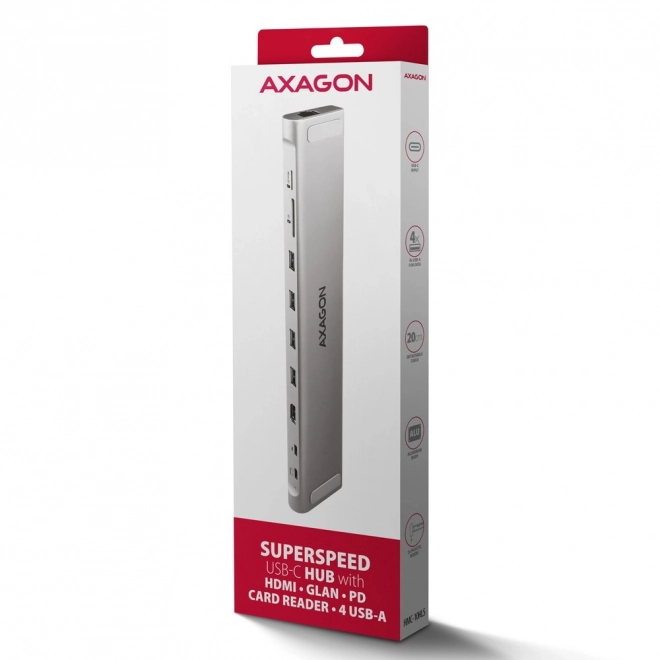 Axagon HMC-10HLS USB-C hub 9 az 1-ben többportos eszköz
