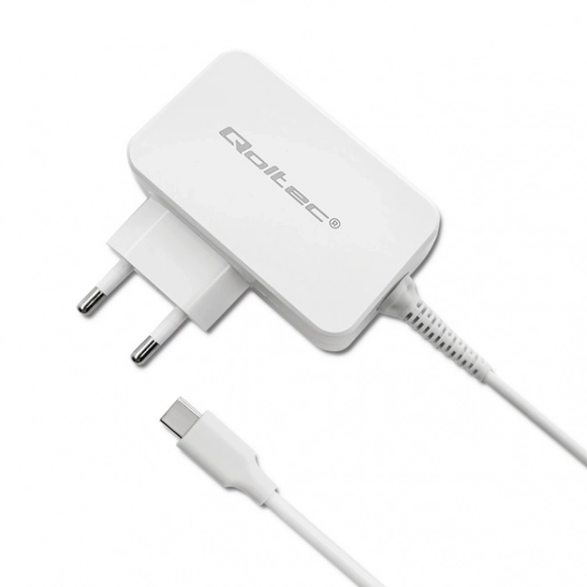 Fehér 65W hálózati adapter USB-C PD technológiával