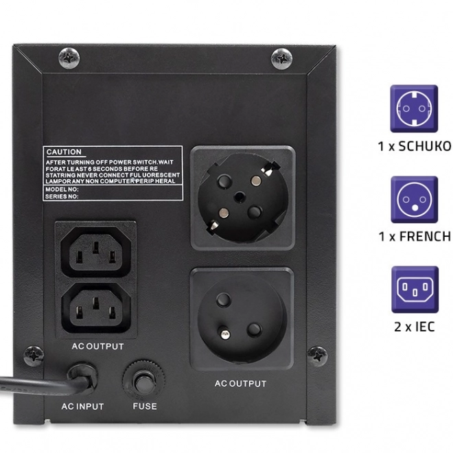 Qoltec szünetmentes tápegység UPS 1200VA 720W