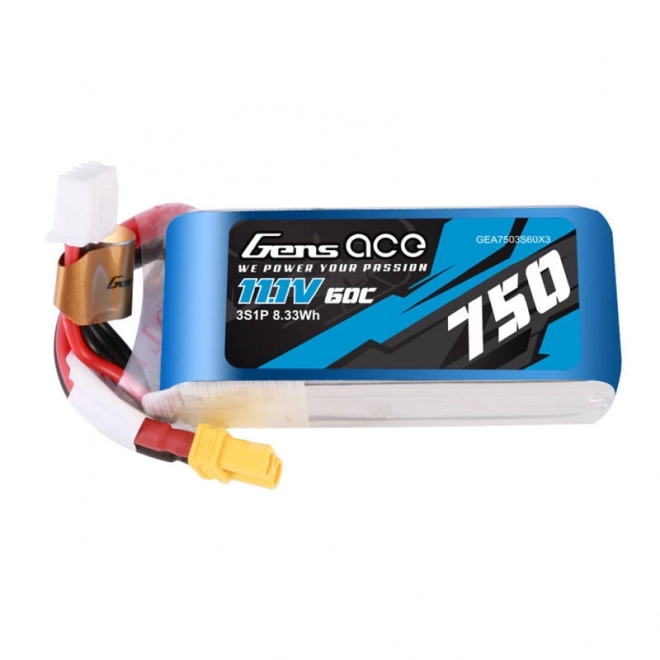 Gens Ace 750 mAh 11,1V 60C 3S1P lipo akkumulátor XT30 csatlakozóval