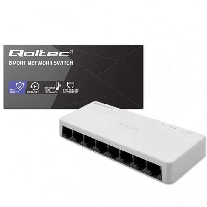 Qoltec 8 portos Fast Ethernet switch