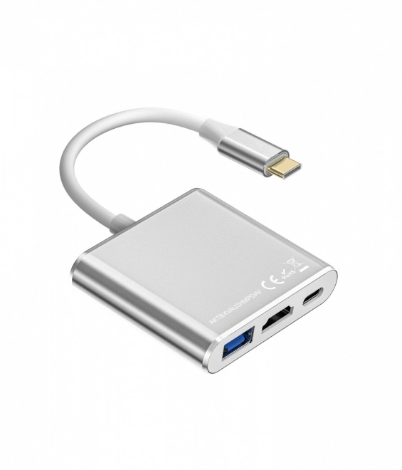 Usb C adapter 3 az 1-ben – HDMI, USB, PD ezüst