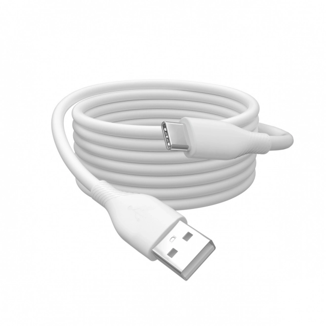 Szőtt szilikon USB-A - USB-C kábel, USB 2.0, 0.5m, Fehér