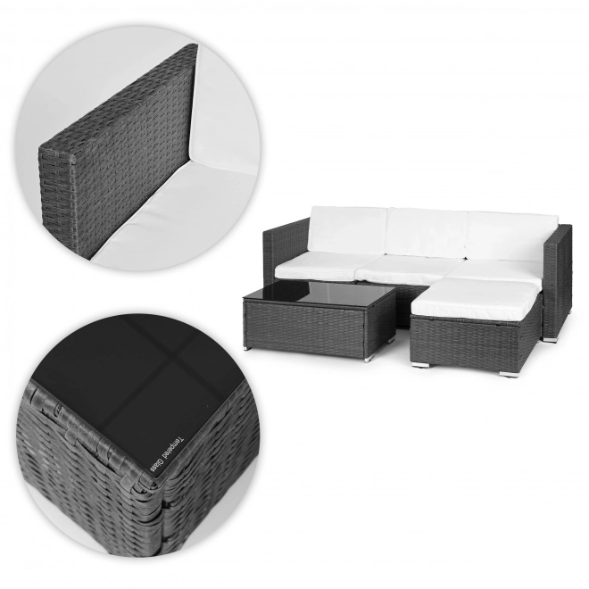 Rattan kerti ülőgarnitúra moduláris sarokkanapéval és szürke asztallal MultiGarden