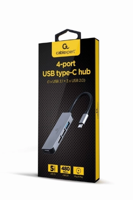 4 portos USB-C Hub elegáns alumínium házzal