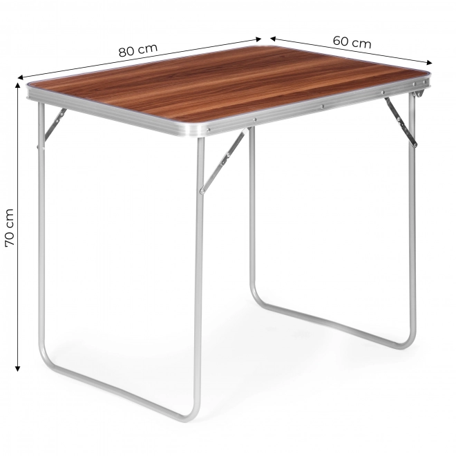 Hordozható kempingasztal összecsukható piknikasztal 80x60 cm barna