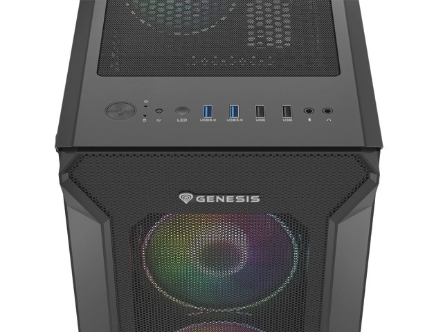 Genesis irid 505 V2 számítógépház ARGB megvilágítással és USB 3.0-val