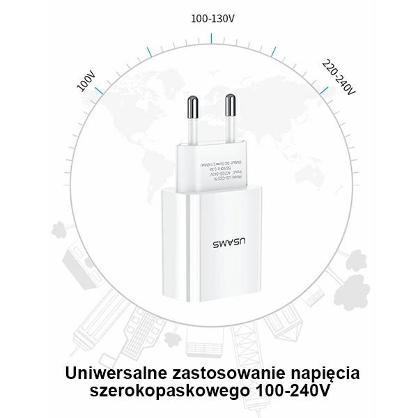 Hálózati töltő 1xUSB 2,1A