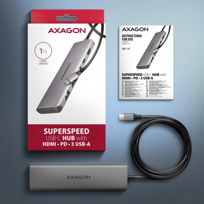 Axagon usb-c többportos hub HDMI-vel és Power Delivery-vel