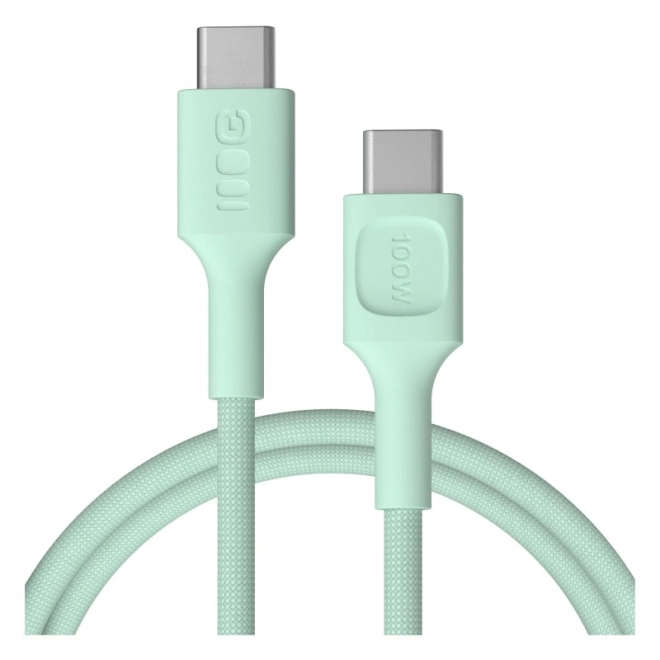 Zöld nylon USB-C - USB-C 100W töltőkábel 1,2m