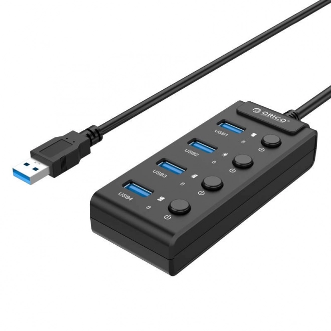 Orico gyors USB 3.0 elosztó 4 portos kapcsolóval (fekete)