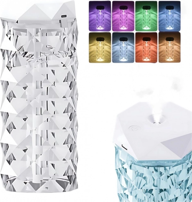 Levegő párásító és aroma diffúzor USB RGB kristályokkal