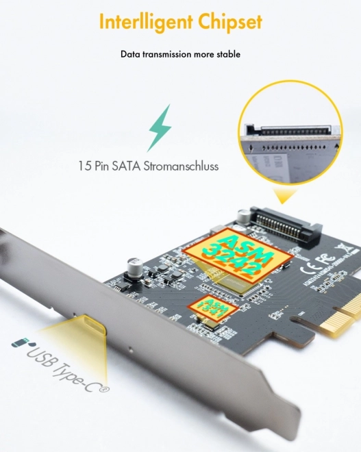 PCIe Type-C USB 3.2 vezérlőkártya