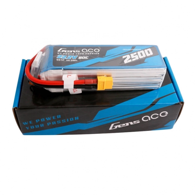 Gens Ace 2500mAh 22,2V 80C 6S1P Lipo akkumulátor XT60 csatlakozóval