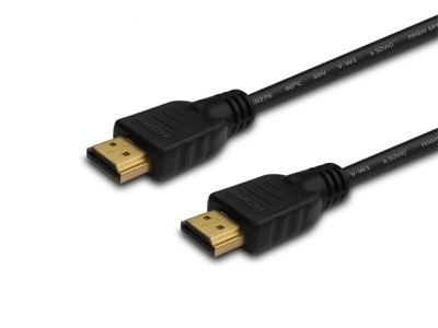 Hdmi kábel 20m, Savio, fekete, aranyozott csatlakozókkal, 4K, 3D támogatással