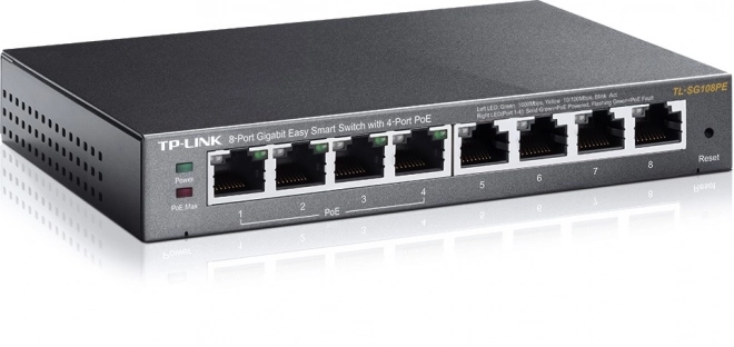 Könnyen kezelhető TP-LINK 8 portos gigabites switch, 4 PoE porttal