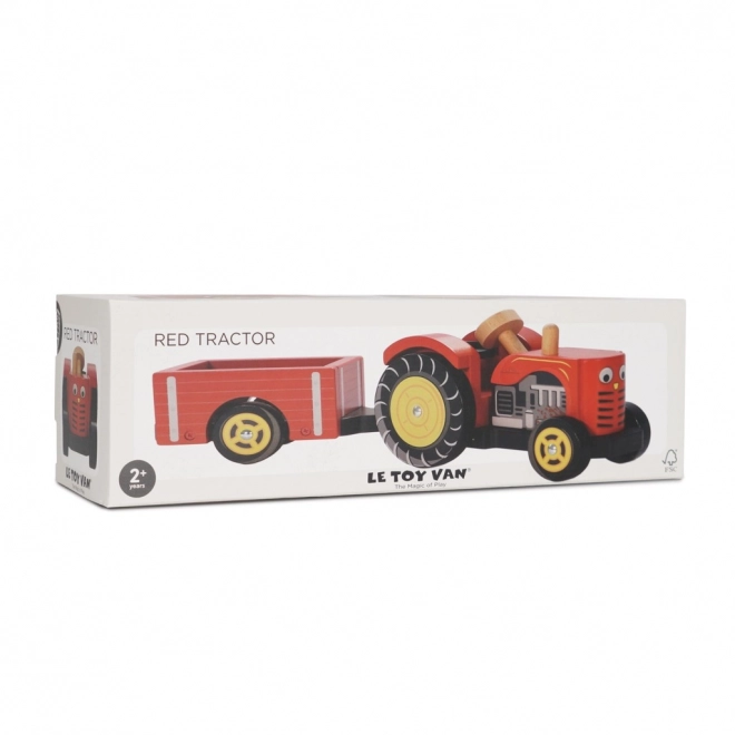 Le Toy Van piros traktor utánfutóval