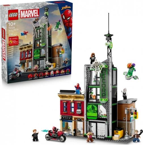 lego marvel pókember és az oscorp – városi jelenet minifigurákkal