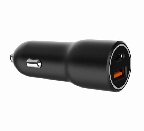 Autós USB töltő USB-A/USB-C 38W PD fekete