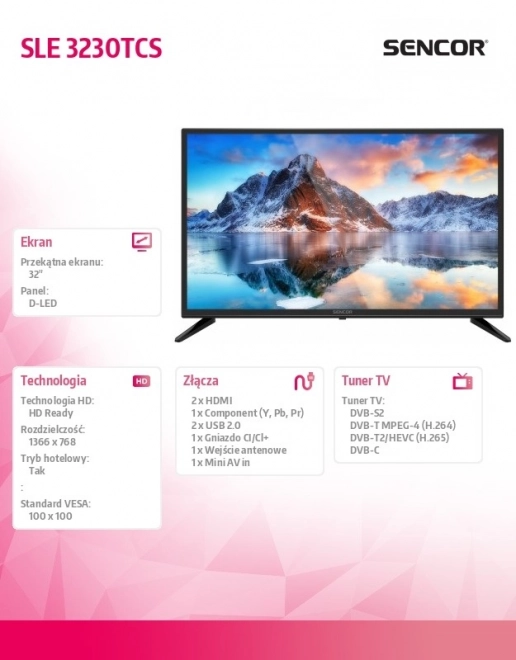 Televízió Sencor 32" LED HD Ready