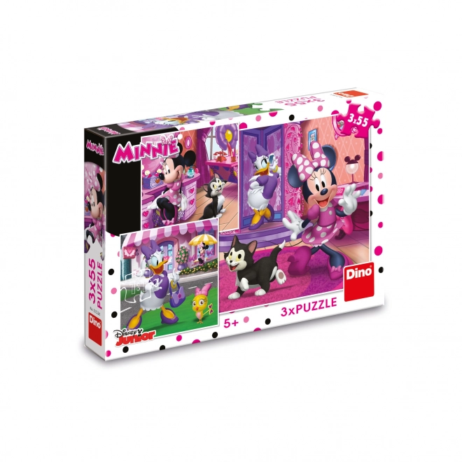 Minnie egér 3x55 darabos puzzle szett