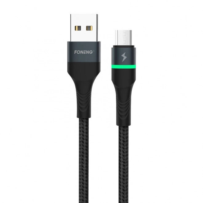 Foneng X79 USB microUSB kábel LED háttérvilágítással, fonott, 3A, 1m