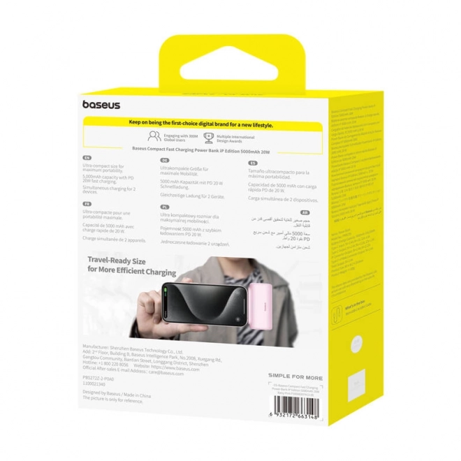 Powerbank 5000mAh rózsaszín - Baseus